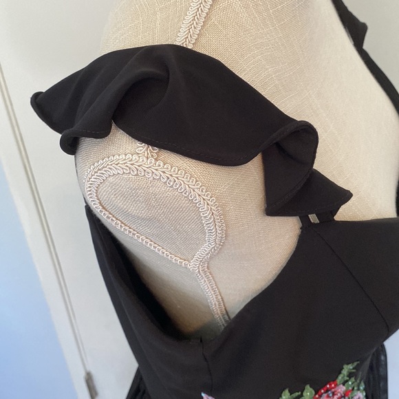 NWT BA Nites Cap Sleeve Black Floral Above Knee Mini Dress Juniors Size 15 - Picture 4 of 12